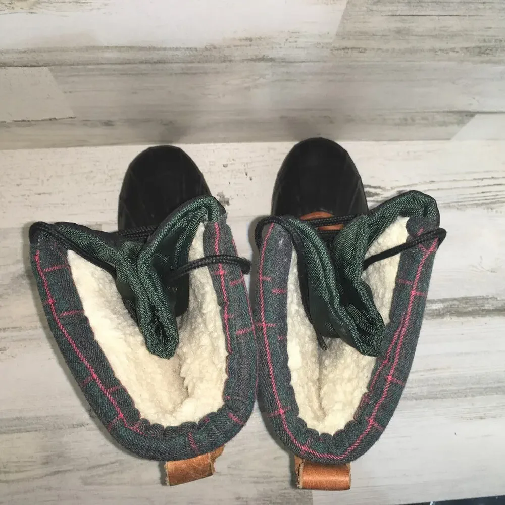 Eddie Bauer Duck Waterproof Snow Winter Boot Mens 8 Green Blue Leather Sherpa